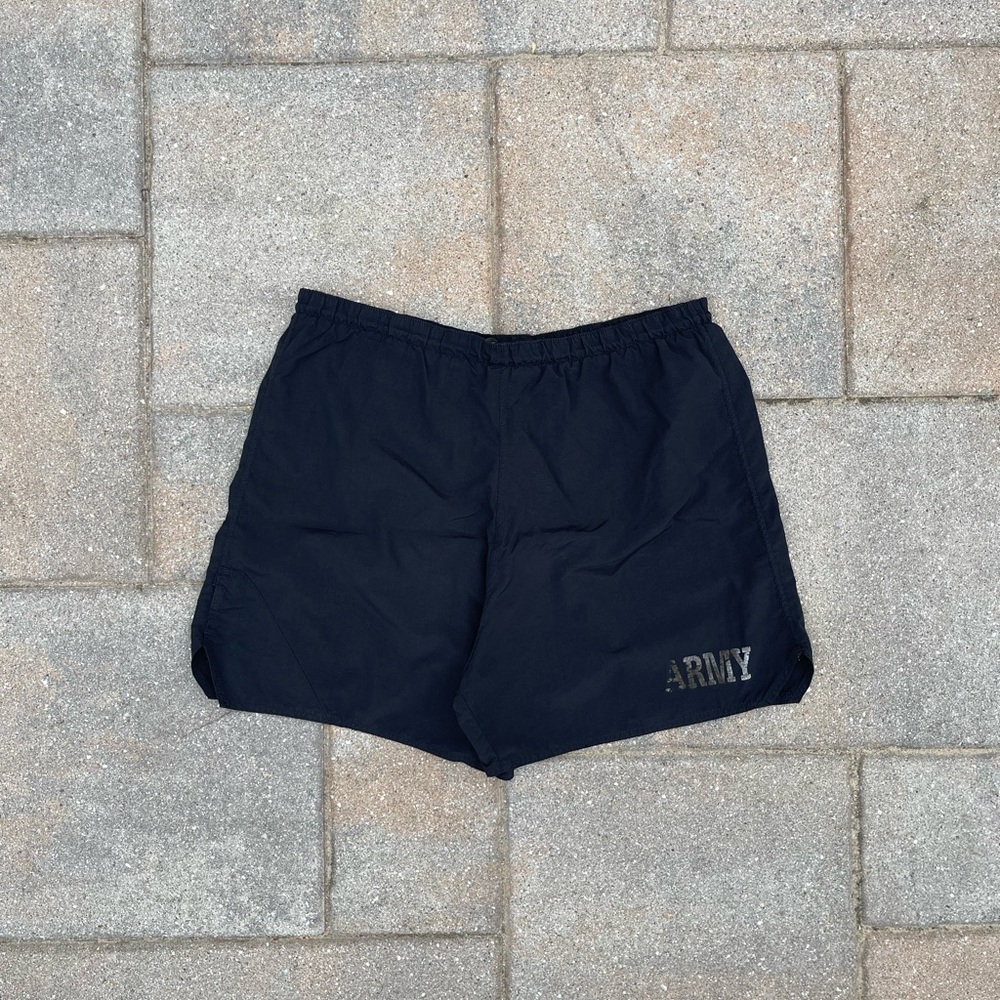 Vintage Black Army Athletic Shorts - XXL Stretch Band - Nylon